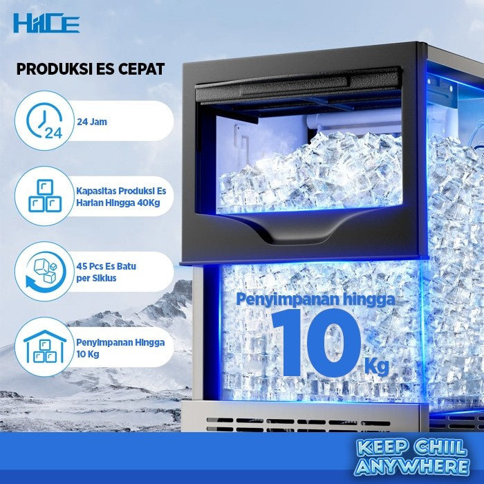 Infografik produksi dan penampungan es HIICE FREEZE-COMPACT 40KG