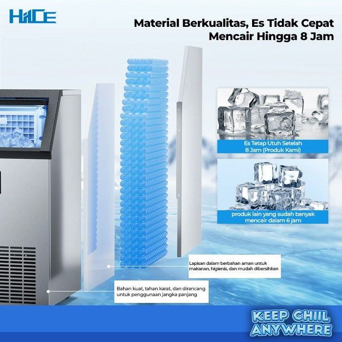 Hasil es kubus dari mesin HIICE FREEZE-GLAZIER 40KG