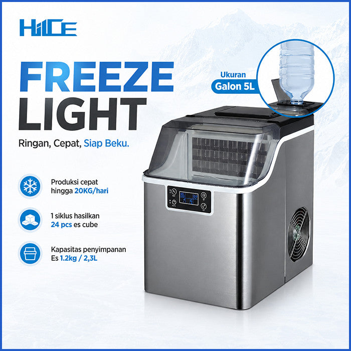 Infografik fitur utama mesin es HIICE FREEZE-LIGHT 25KG