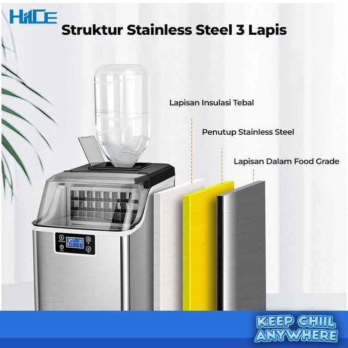 Struktur stainless steel berlapis pada HIICE FREEZE-LIGHT 25KG
