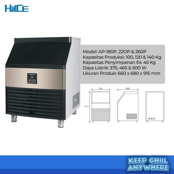 Dimensi dan spesifikasi HIICE FREEZE-MAX 100KG