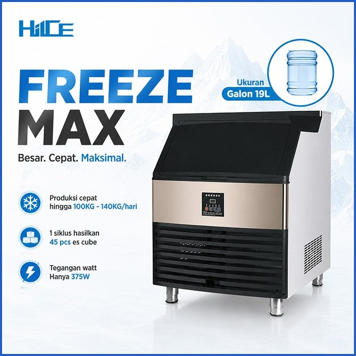 Infografik fitur utama mesin es HIICE FREEZE-MAX 100KG