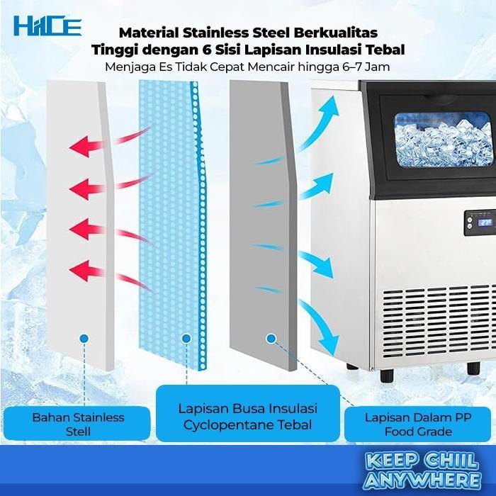 Diagram sistem pendinginan dan aliran udara mesin es batu HIICE FREEZE-MINI