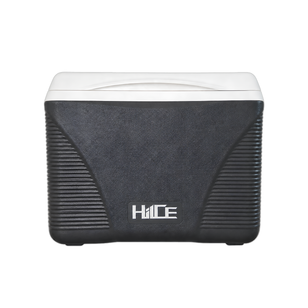 Cooler box jumbo HIICE HOME-CUBE 44L warna hitam dan putih tampak depan