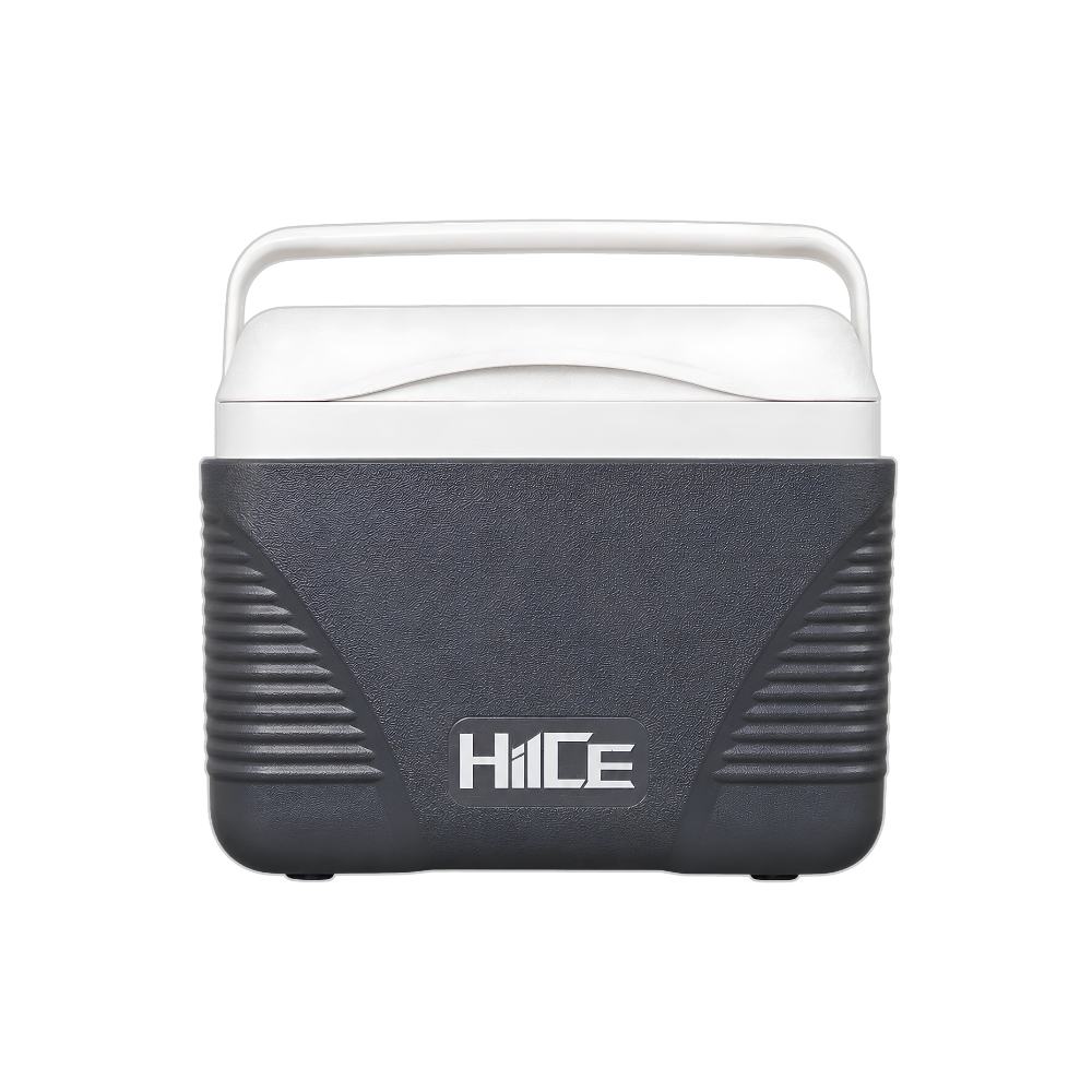 Cooler box personal HIICE HOME-CUBE 8L warna abu-abu dan putih tampak depan