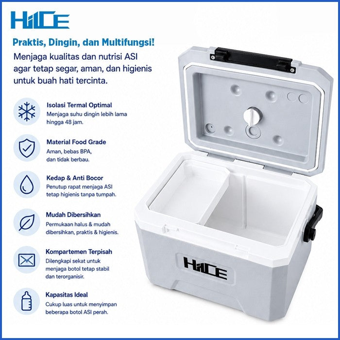 Infografik fitur utama cooler box HIICE M-GUARD 5L