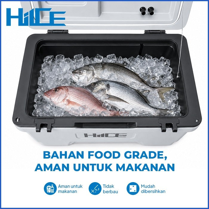 Ikan dan es disimpan di dalam cooler box HIICE PRO-TITAN 39L