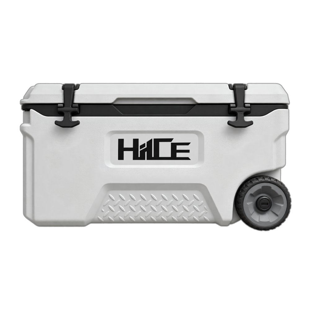 Cooler box beroda HIICE PRO-TITAN 50L warna putih tampak samping