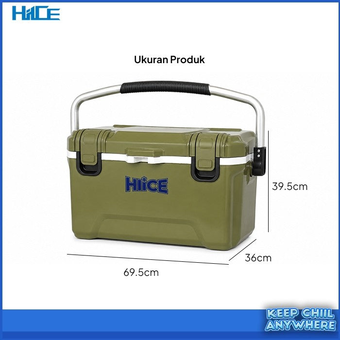 Infografik dimensi cooler box HIICE X-ROVER 32L