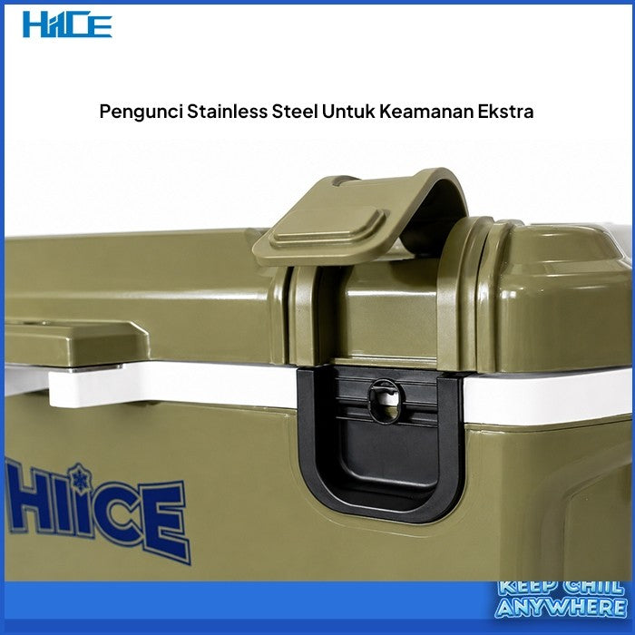Detail pengunci logam pada cooler box HIICE X-ROVER 32L
